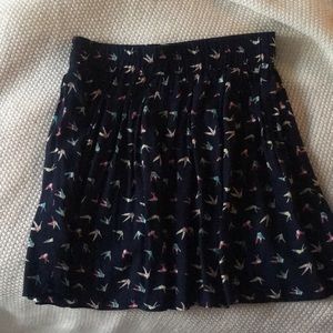 (3/$30) Navy Blue Patterned Pleated Skirt